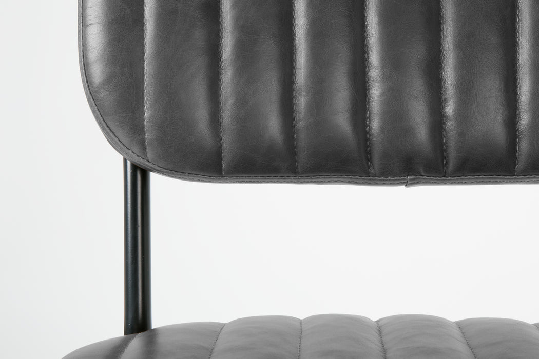 Eetkamerstoel Jake Worn PU Leather Zwart 58x46 cm-Eetkamerstoelen-Creating Home