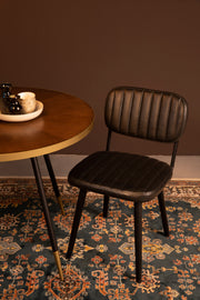 Eetkamerstoel Jake Worn PU Leather Zwart 58x46 cm-Eetkamerstoelen-Creating Home