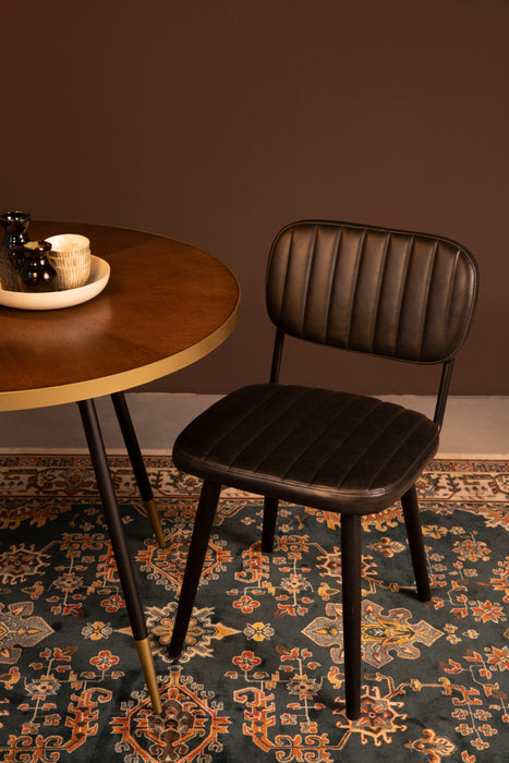 Eetkamerstoel Jake Worn PU Leather Zwart 58x46 cm-Eetkamerstoelen-Creating Home