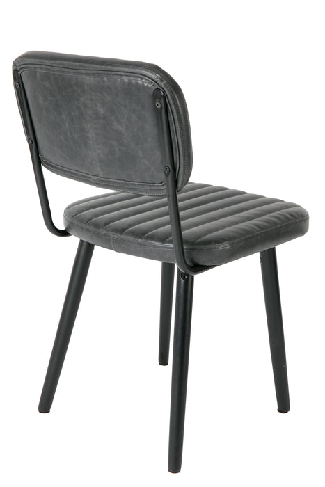 Eetkamerstoel Jake Worn PU Leather Zwart 58x46 cm-Fauteuils-Creating Home