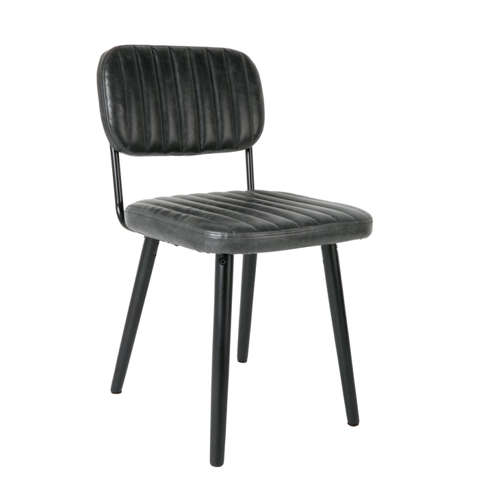 Eetkamerstoel Jake Worn PU Leather Zwart 58x46 cm-Fauteuils-Creating Home