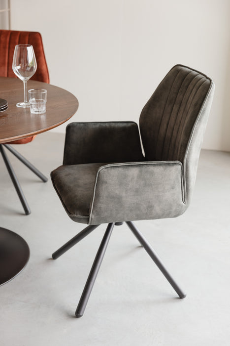 Eetkamerstoel Jamie Moss Plyhout,Polyester Groen 61x56 cm-Fauteuils-Creating Home