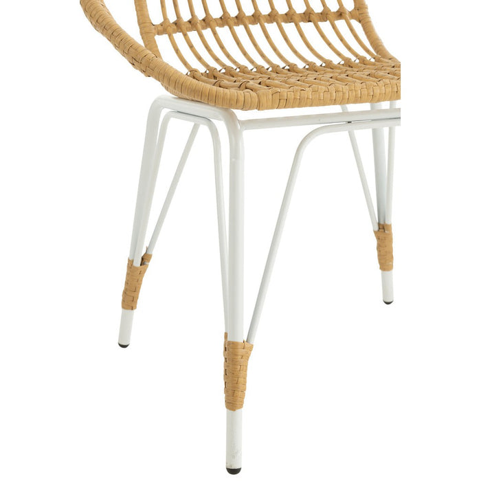 Eetkamerstoel Jeanne Outdoors Met | Rattan Natuurlijk | Wit-Eetkamerstoelen-J-Line