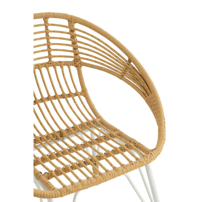 Eetkamerstoel Jeanne Outdoors Met | Rattan Natuurlijk | Wit-Eetkamerstoelen-J-Line