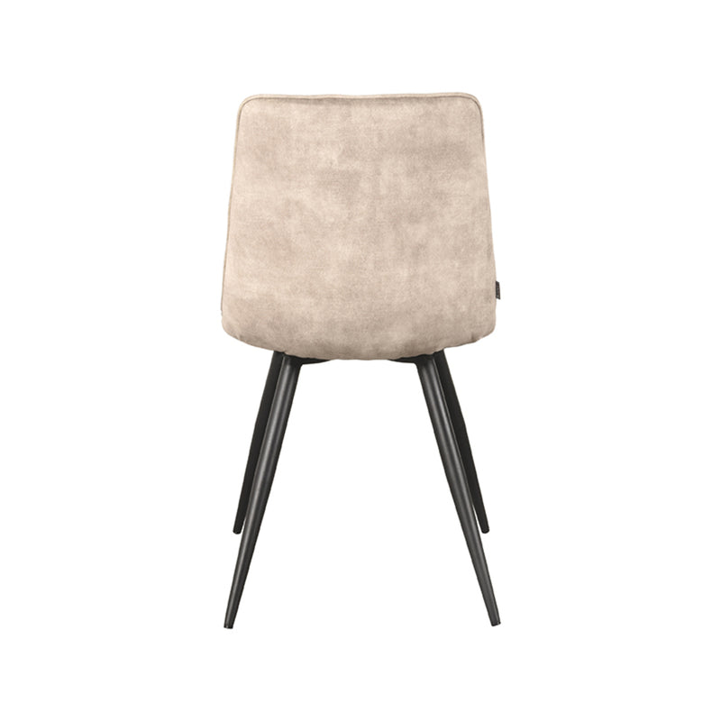 Eetkamerstoel Jelt Zand Velours Zwart Metalen Frame 45x56x84 cm-Eetkamerstoelen-LABEL51
