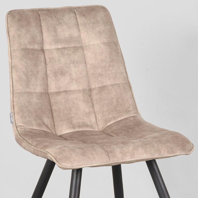 Eetkamerstoel Jelt Zand Velours Zwart Metalen Frame 45x56x84 cm-Eetkamerstoelen-LABEL51