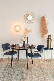 Eetkamerstoel Jolien Goud/dark Nylon en polyester Blauw 56x48 cm-Eetkamerstoelen-Creating Home