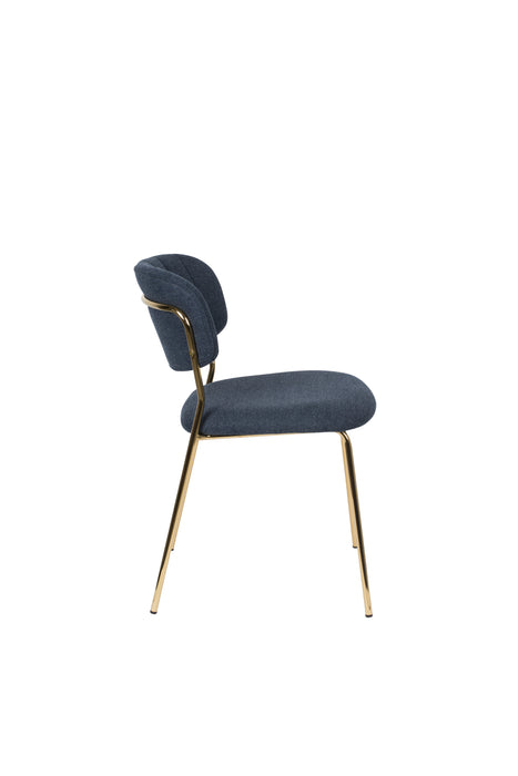 Eetkamerstoel Jolien Goud/dark Nylon en polyester Blauw 56x48 cm-Eetkamerstoelen-Creating Home
