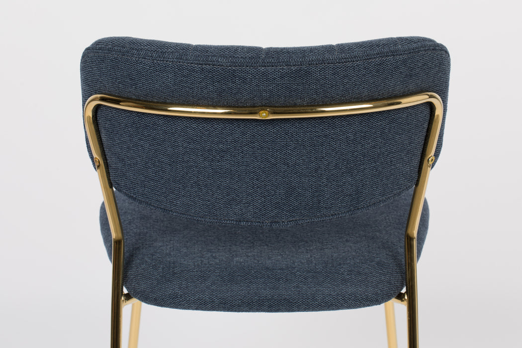 Eetkamerstoel Jolien Goud/dark Nylon en polyester Blauw 56x48 cm-Eetkamerstoelen-Creating Home
