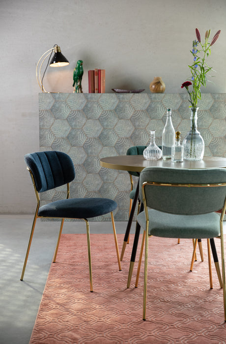 Eetkamerstoel Jolien Goud/dark Nylon en polyester Blauw 56x48 cm-Fauteuils-Creating Home