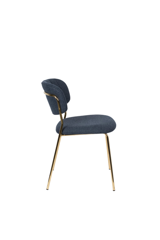 Eetkamerstoel Jolien Goud/dark Nylon en polyester Blauw 56x48 cm-Fauteuils-Creating Home