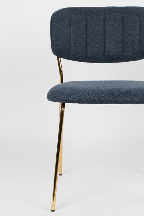 Eetkamerstoel Jolien Goud/dark Nylon en polyester Blauw 56x48 cm-Fauteuils-Creating Home