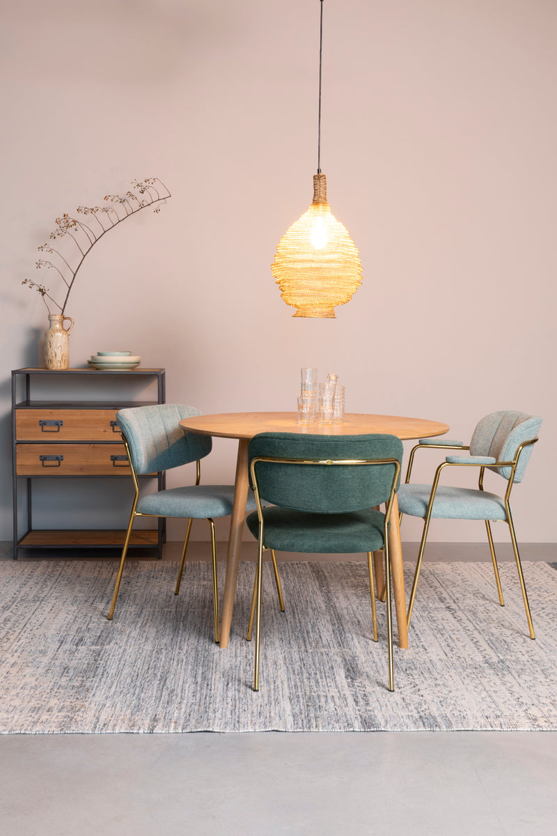 Eetkamerstoel Jolien Goud/dark Nylon en polyester Groen 56x48 cm-Eetkamerstoelen-Creating Home