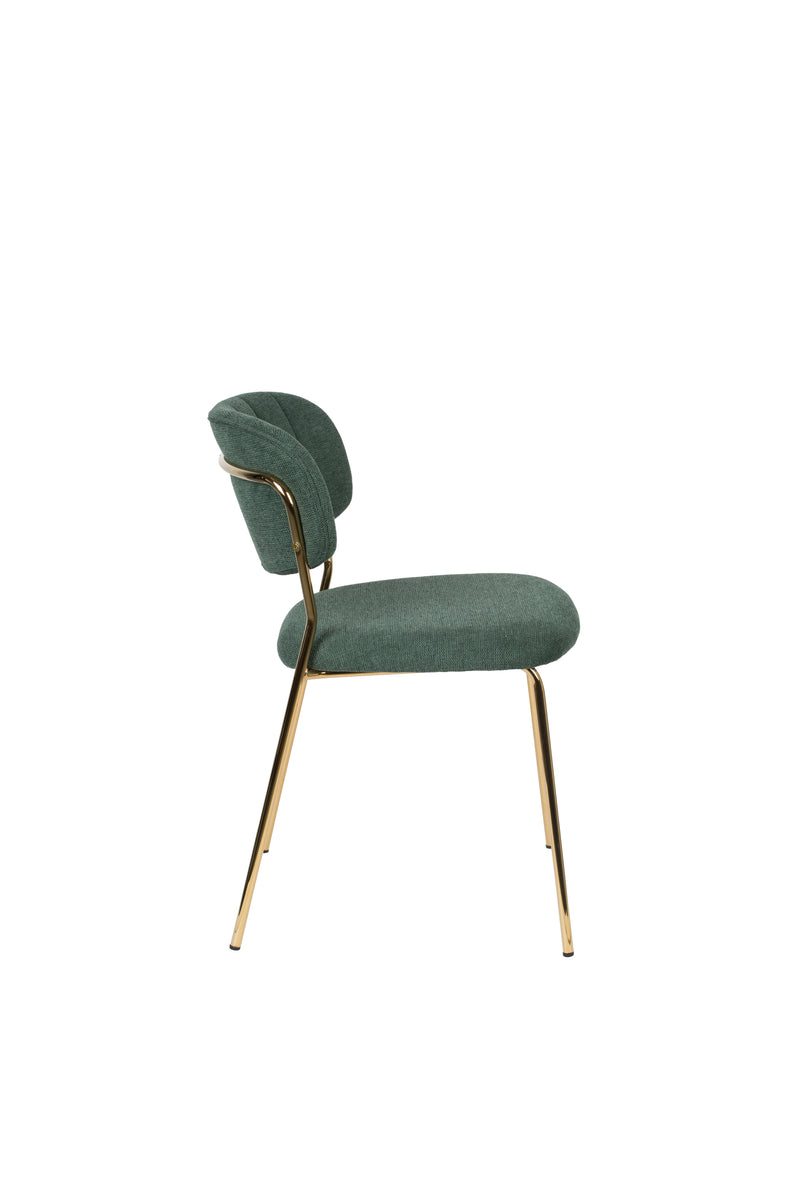 Eetkamerstoel Jolien Goud/dark Nylon en polyester Groen 56x48 cm-Eetkamerstoelen-Creating Home