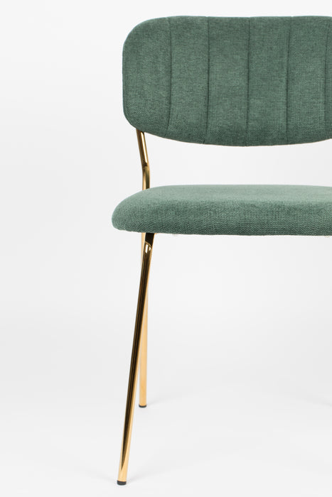 Eetkamerstoel Jolien Goud/dark Nylon en polyester Groen 56x48 cm-Fauteuils-Creating Home