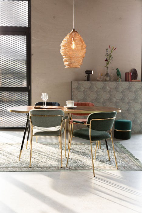 Eetkamerstoel Jolien Goud/dark Nylon en polyester Groen 56x61 cm-Eetkamerstoelen-Creating Home