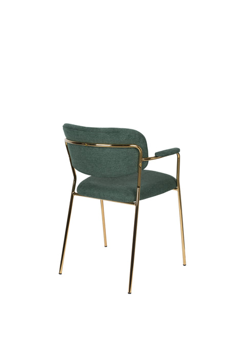 Eetkamerstoel Jolien Goud/dark Nylon en polyester Groen 56x61 cm-Eetkamerstoelen-Creating Home