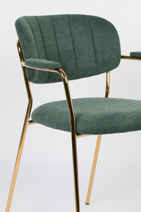 Eetkamerstoel Jolien Goud/dark Nylon en polyester Groen 56x61 cm-Eetkamerstoelen-Creating Home