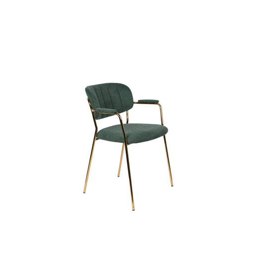 Eetkamerstoel Jolien Goud/dark Nylon en polyester Groen 56x61 cm-Eetkamerstoelen-Creating Home