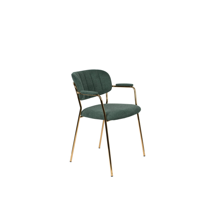 Eetkamerstoel Jolien Goud/dark Nylon en polyester Groen 56x61 cm-Eetkamerstoelen-Creating Home