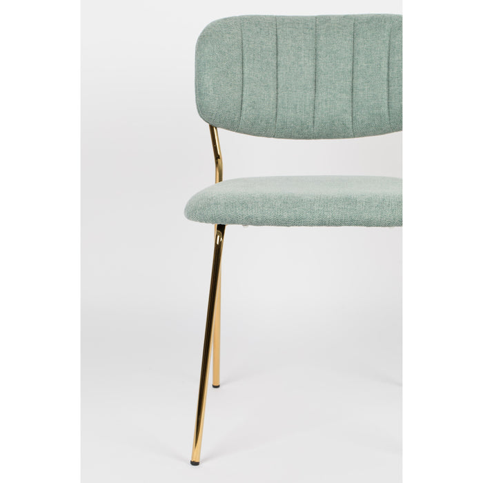 Eetkamerstoel Jolien Goud/light Nylon en polyester Groen 56x48 cm-Eetkamerstoelen-Creating Home