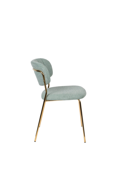 Eetkamerstoel Jolien Goud/light Nylon en polyester Groen 56x48 cm-Eetkamerstoelen-Creating Home