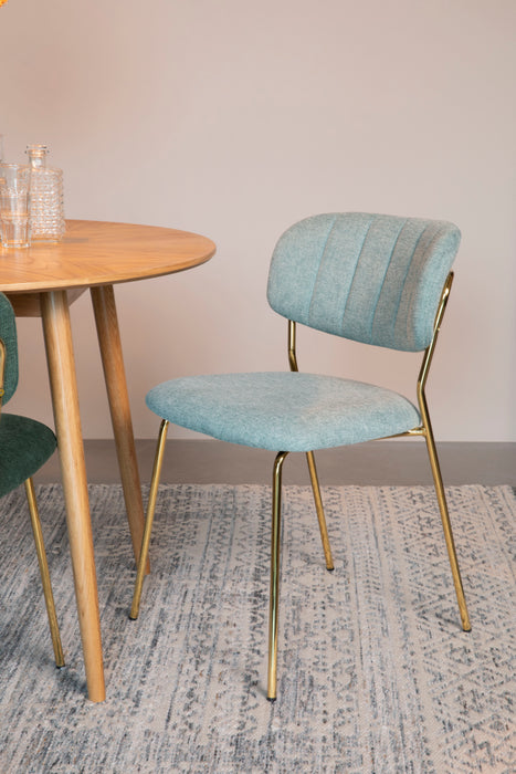 Eetkamerstoel Jolien Goud/light Nylon en polyester Groen 56x48 cm-Fauteuils-Creating Home