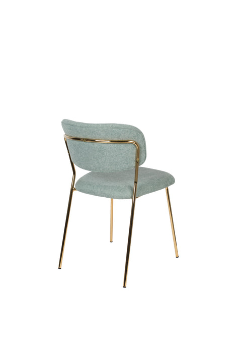 Eetkamerstoel Jolien Goud/light Nylon en polyester Groen 56x48 cm-Fauteuils-Creating Home