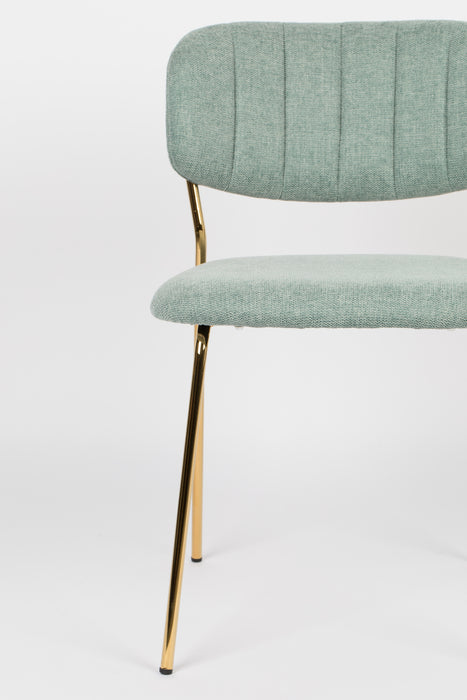Eetkamerstoel Jolien Goud/light Nylon en polyester Groen 56x48 cm-Fauteuils-Creating Home