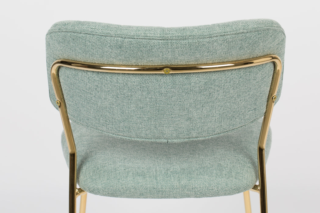 Eetkamerstoel Jolien Goud/light Nylon en polyester Groen 56x48 cm-Fauteuils-Creating Home
