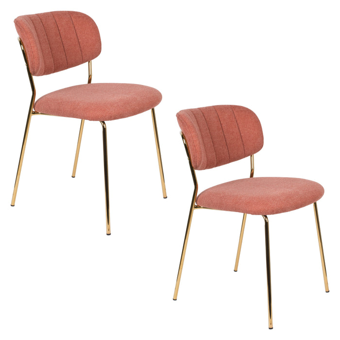 Eetkamerstoel Jolien Goud/roze Nylon en polyester Roze 56x48 cm