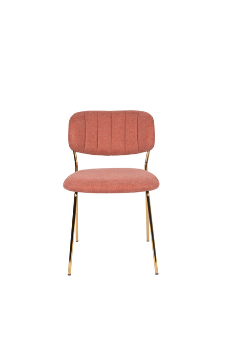 Eetkamerstoel Jolien Goud/roze Nylon en polyester Roze 56x48 cm-Eetkamerstoelen-Creating Home