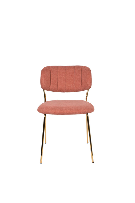 Eetkamerstoel Jolien Goud/roze Nylon en polyester Roze 56x48 cm-Eetkamerstoelen-Creating Home