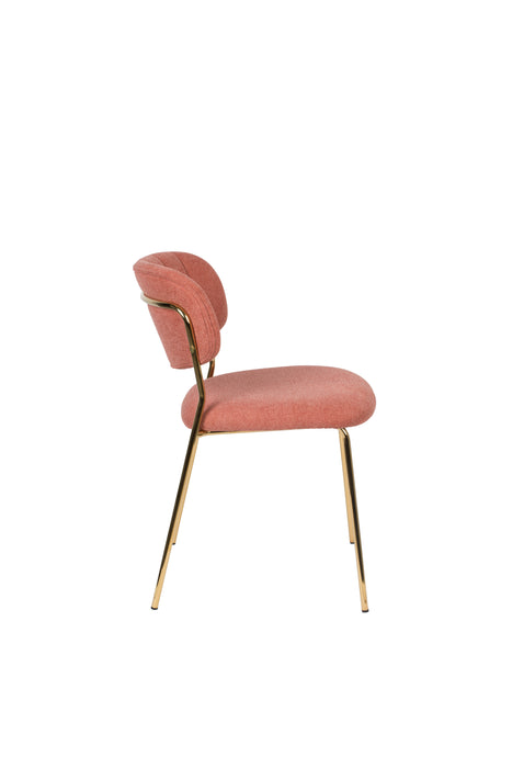 Eetkamerstoel Jolien Goud/roze Nylon en polyester Roze 56x48 cm-Eetkamerstoelen-Creating Home