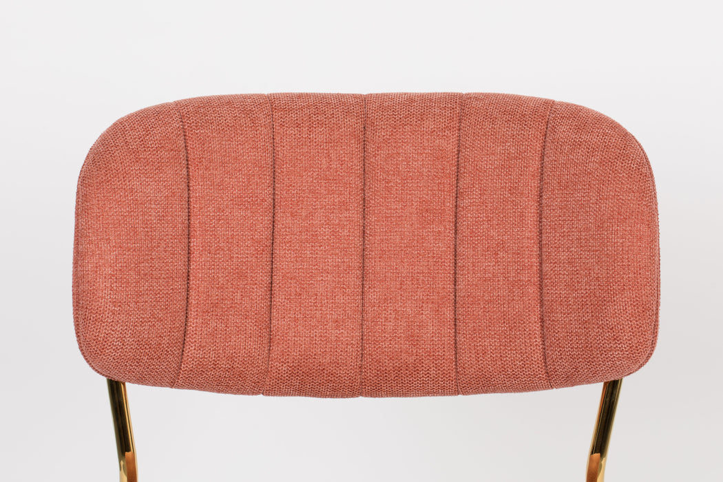 Eetkamerstoel Jolien Goud/roze Nylon en polyester Roze 56x48 cm-Eetkamerstoelen-Creating Home