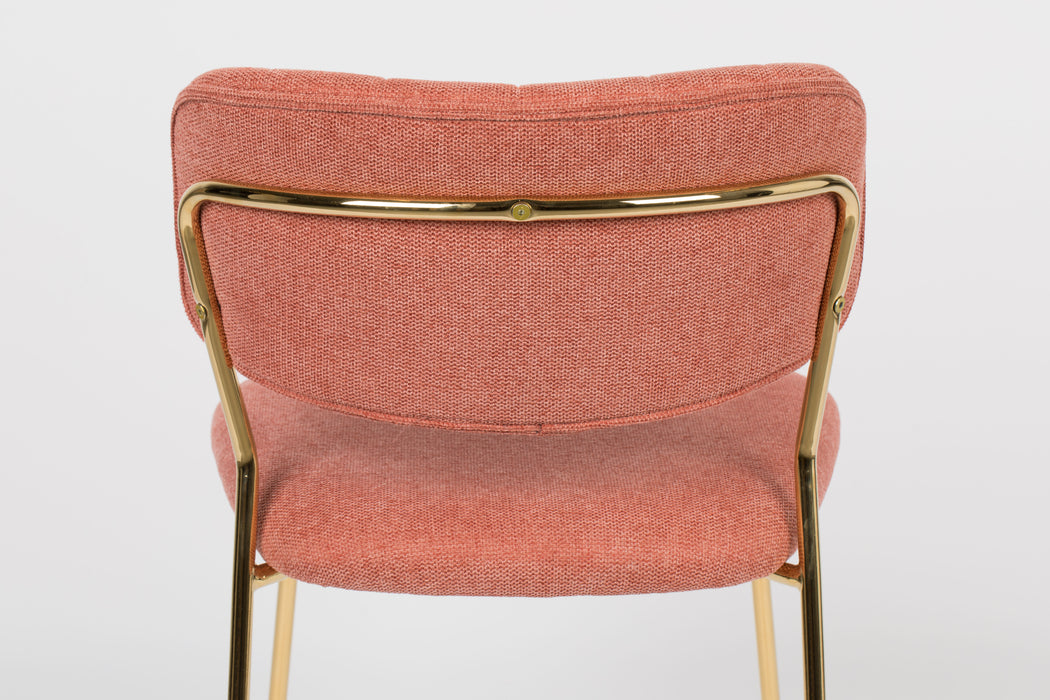 Eetkamerstoel Jolien Goud/roze Nylon en polyester Roze 56x48 cm-Fauteuils-Creating Home