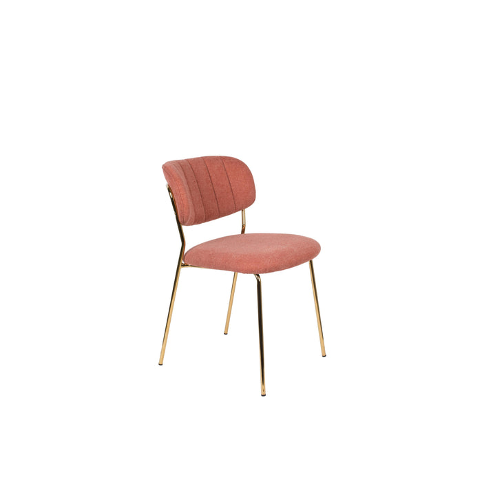 Eetkamerstoel Jolien Goud/roze Nylon en polyester Roze 56x48 cm-Fauteuils-Creating Home