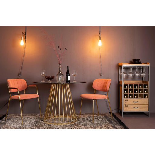 Eetkamerstoel Jolien Goud/roze Nylon en polyester Roze 56x61 cm-Eetkamerstoelen-Creating Home