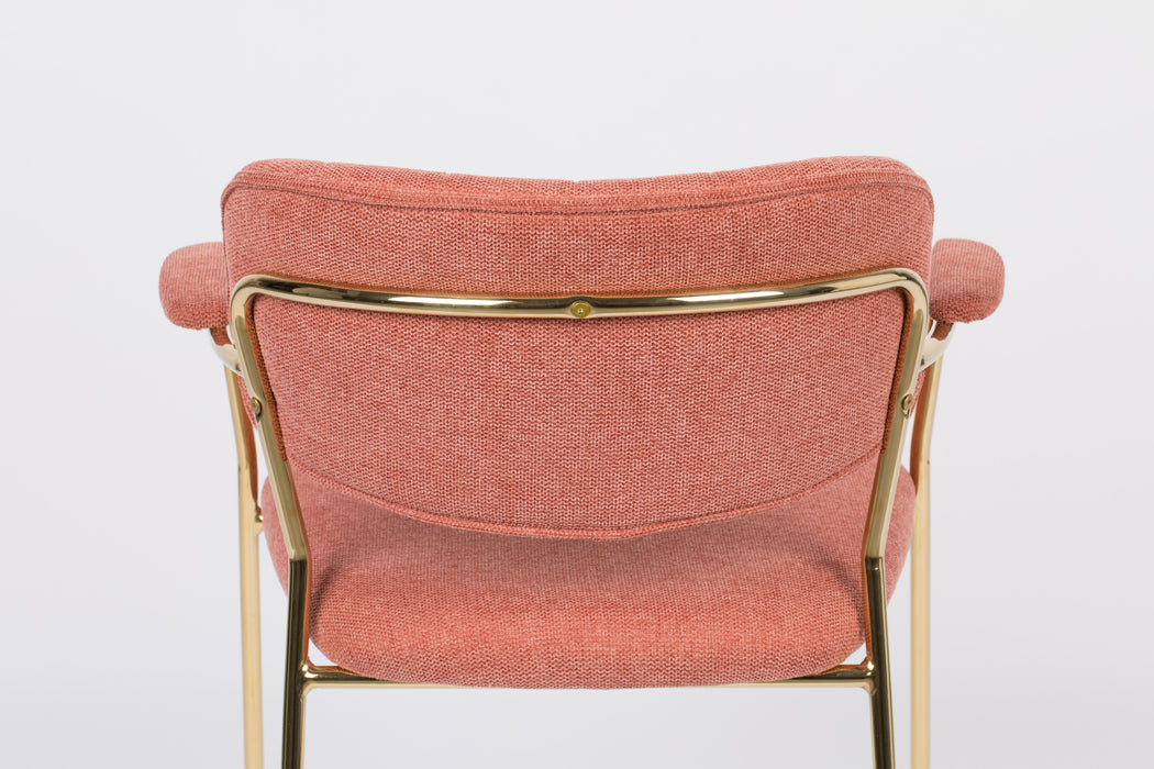 Eetkamerstoel Jolien Goud/roze Nylon en polyester Roze 56x61 cm-Eetkamerstoelen-Creating Home