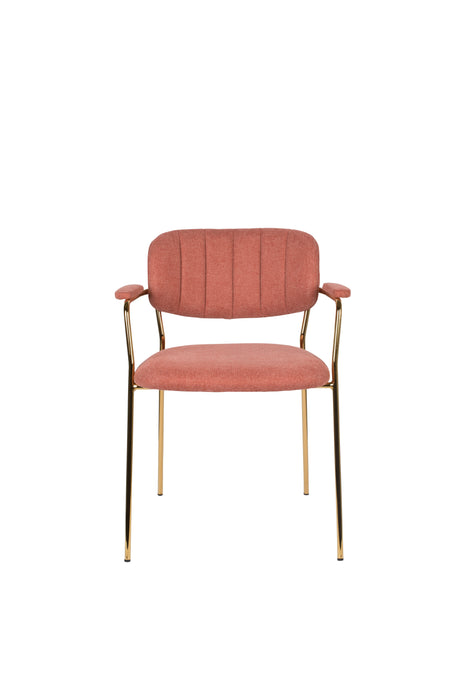 Eetkamerstoel Jolien Goud/roze Nylon en polyester Roze 56x61 cm-Eetkamerstoelen-Creating Home