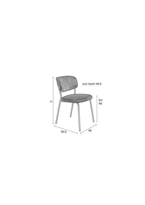 Eetkamerstoel Jolien Nylon en polyester Donkergrijs 56x48 cm-Fauteuils-Creating Home