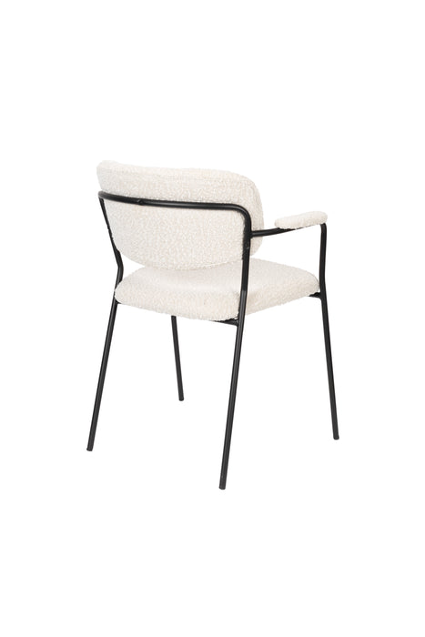 Eetkamerstoel Jolien Zwart/bouclã© Stof Wit 56x61 cm-Eetkamerstoelen-Creating Home