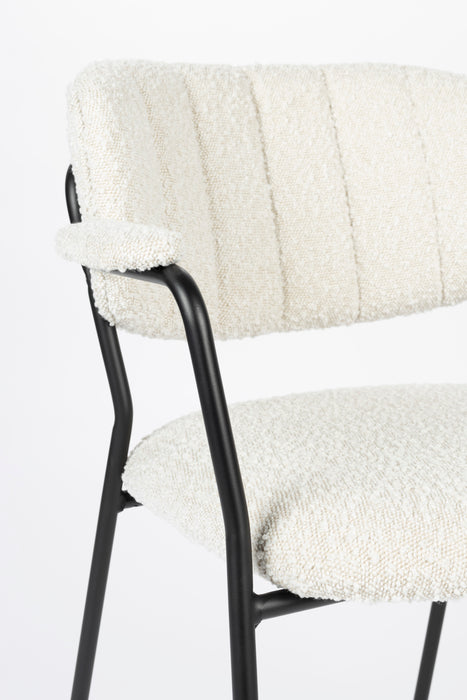 Eetkamerstoel Jolien Zwart/bouclã© Stof Wit 56x61 cm-Eetkamerstoelen-Creating Home