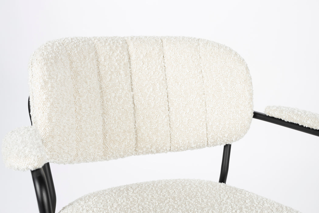 Eetkamerstoel Jolien Zwart/bouclã© Stof Wit 56x61 cm-Eetkamerstoelen-Creating Home