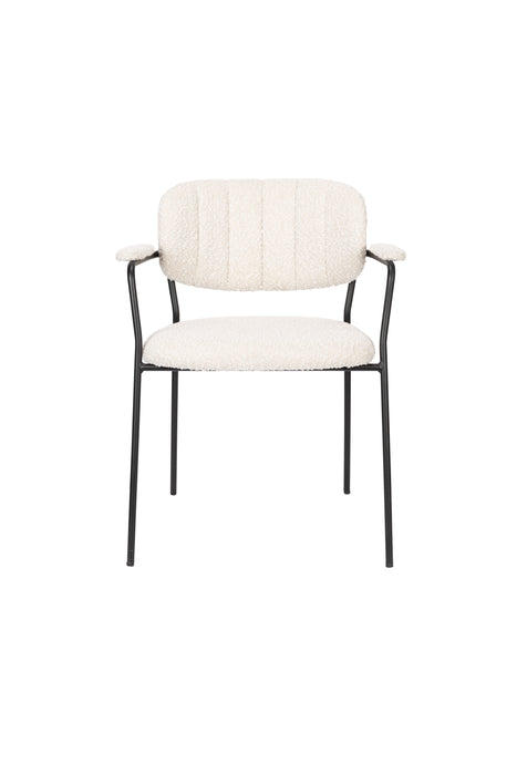 Eetkamerstoel Jolien Zwart/bouclã© Stof Wit 56x61 cm-Eetkamerstoelen-Creating Home