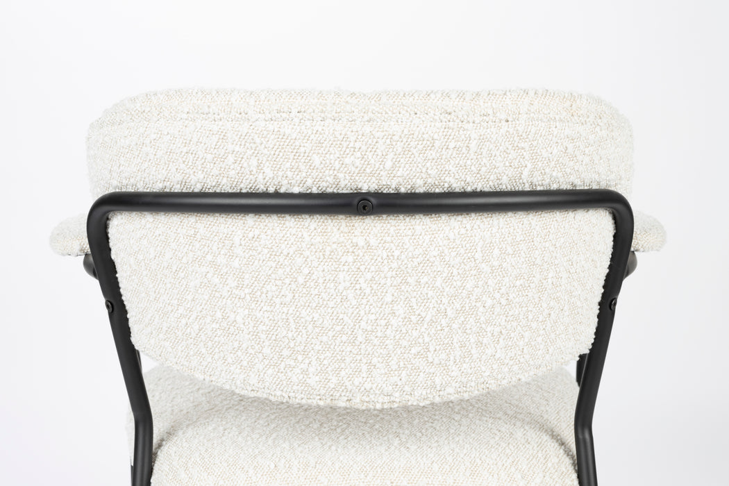 Eetkamerstoel Jolien Zwart/bouclã© Stof Wit 56x61 cm-Eetkamerstoelen-Creating Home