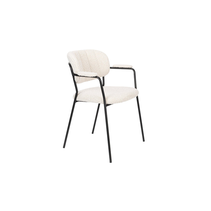 Eetkamerstoel Jolien Zwart/bouclã© Stof Wit 56x61 cm-Eetkamerstoelen-Creating Home