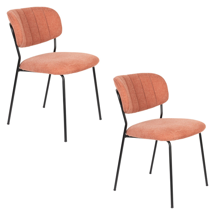 Eetkamerstoel Jolien Zwart/pink Fr Polyester Roze 56x48 cm