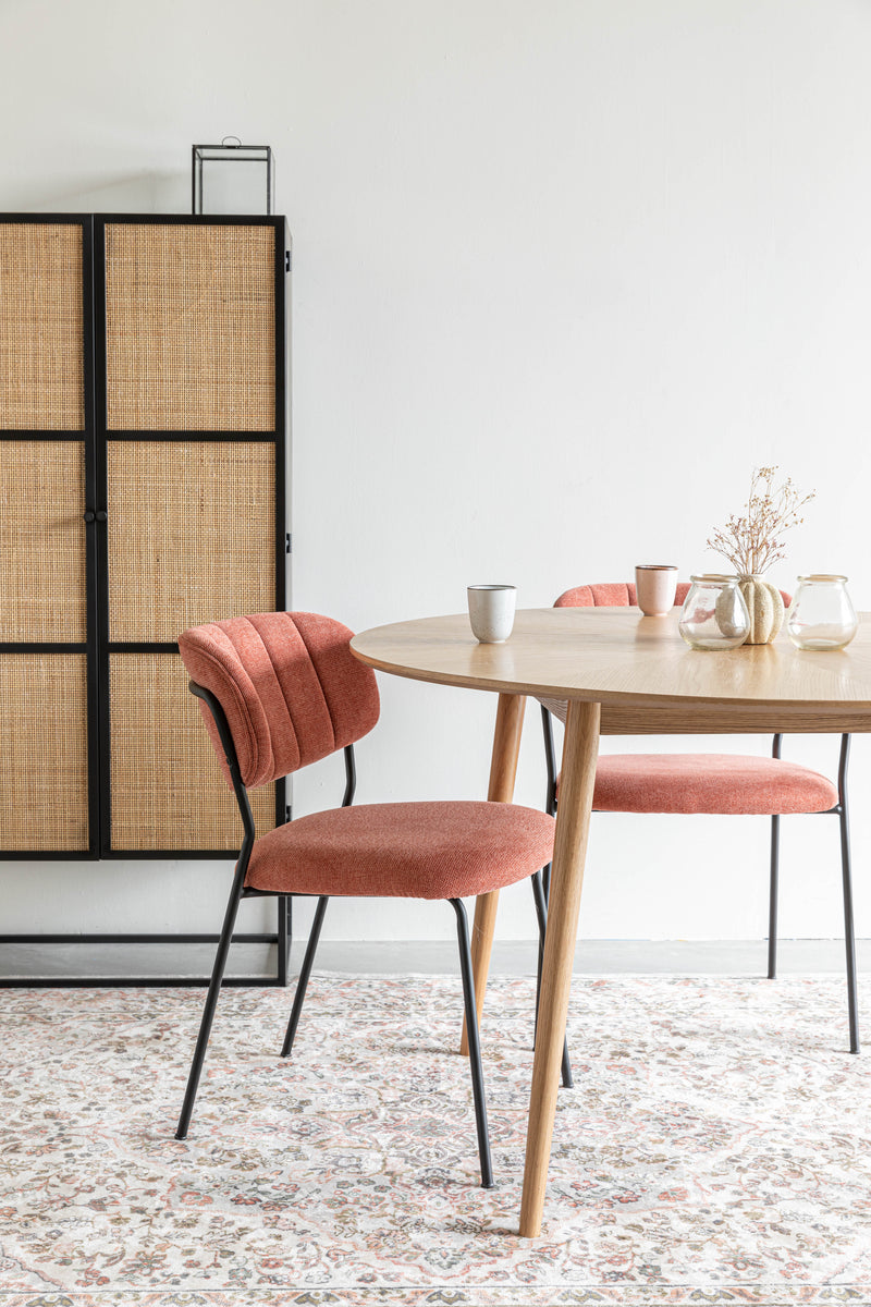 Eetkamerstoel Jolien Zwart/pink Fr Polyester Roze 56x48 cm-Eetkamerstoelen-Creating Home