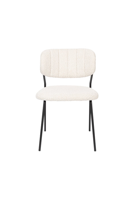 Eetkamerstoel Jolien Zwart/white Bouclã© Stof Wit 56x48 cm-Eetkamerstoelen-Creating Home